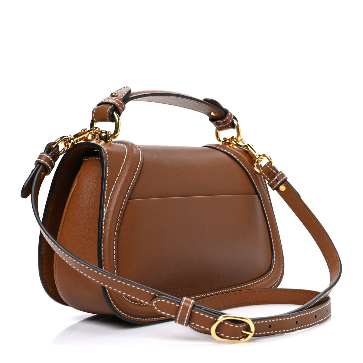 Roxy Calfskin Medium Blondie Top Handle Bag Brown