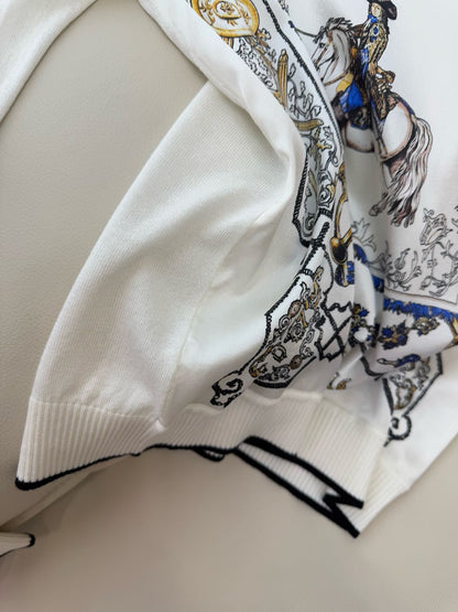 Hm Long Sleeve Knit Sweater White Silk Acrylic