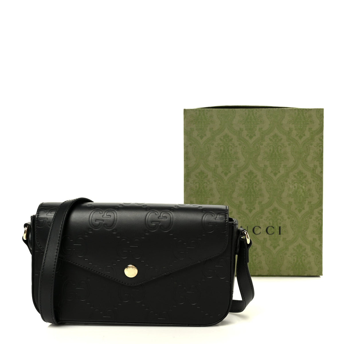 Gilbert Calfskin GG Super Mini Shoulder Bag Black