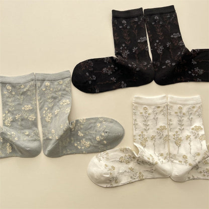 Rufia - Artistic Fresh Floral Crew Socks for Spring Days