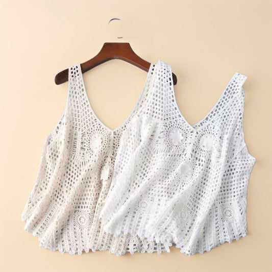 Crosa - Crochet Knit Sleeveless Tank – Breezy &amp; Versatile