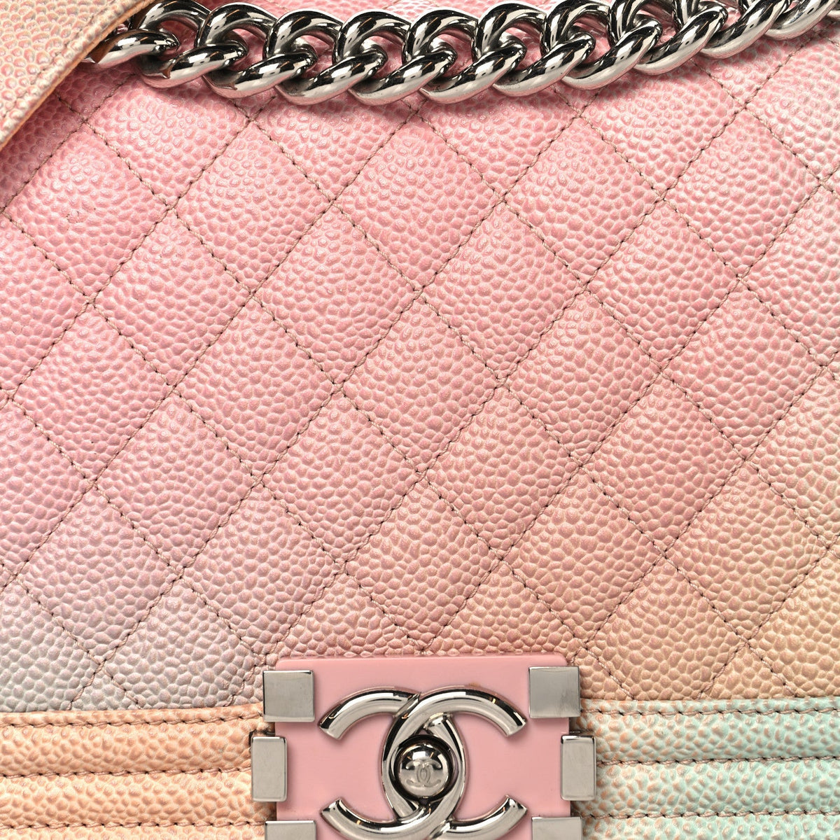 Caviar Quilted Medium Cuba Rainbow Boy Flap Pink Multicolor