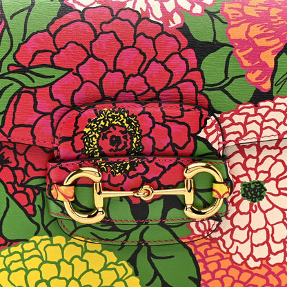 X KEN SCOTT New Shangai Calfskin Pomponica Print Horsebit 1955 Shoulder Bag Multicolor Fuxia Pompon