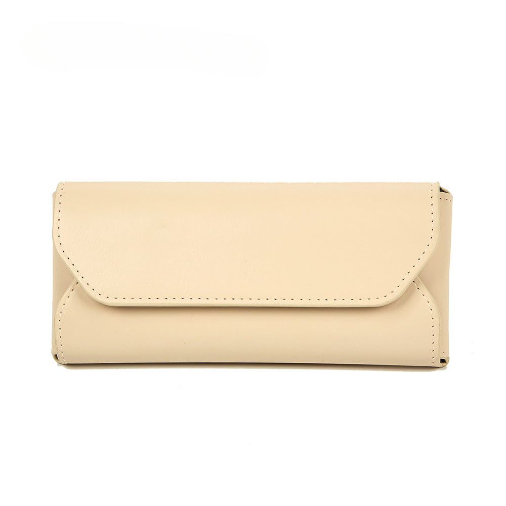 Leather Solid Color Protective Eyeglasses Case