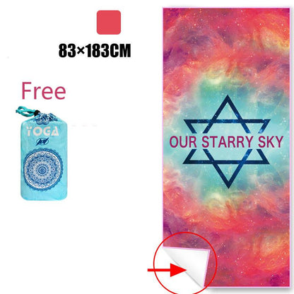 Sports Fitness Yoga Mat Spread Towel Silicone Anti-Slip Printing Pad Portable Folding Widened Spread Towel Easy Take