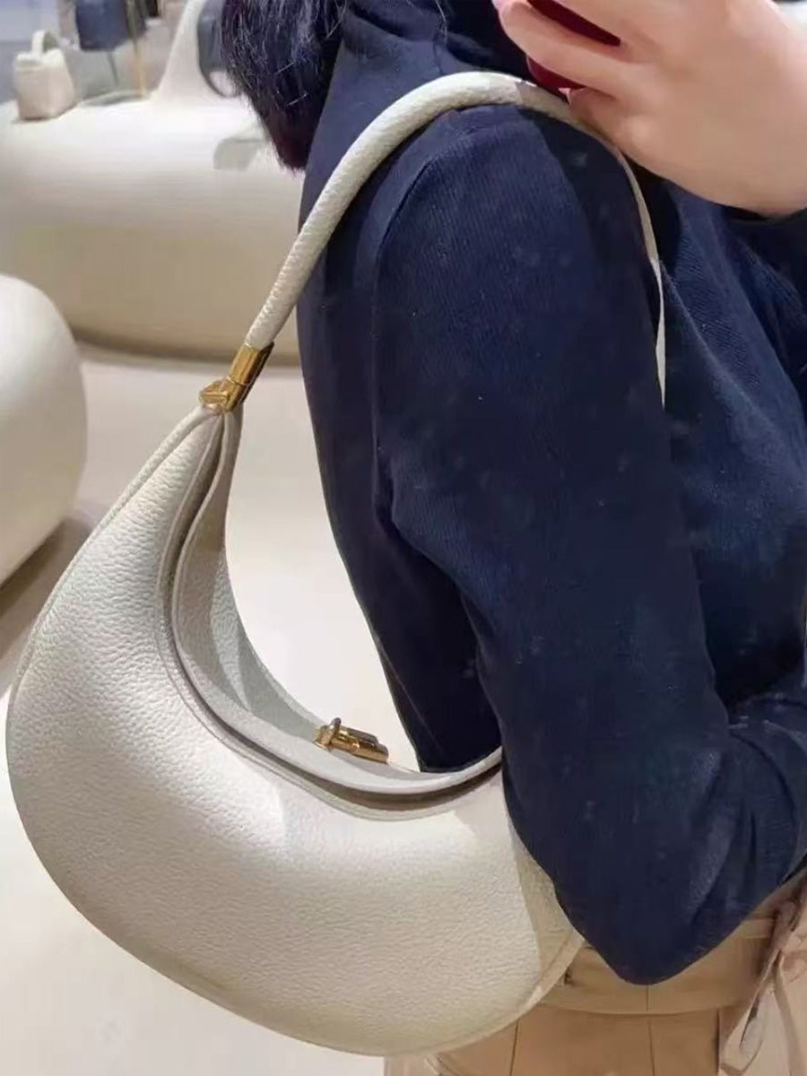 Jade Crescent Leather Shoulder Bag