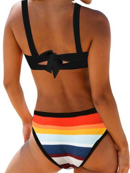 Women'S Large Size Swimwear Print Triangle Split Swimsuit