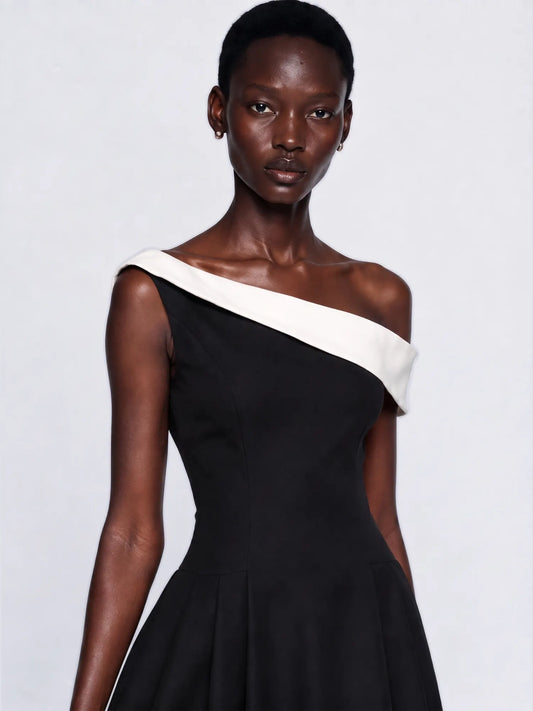 Celestia Color-Block One Shoulder Maxi Dress