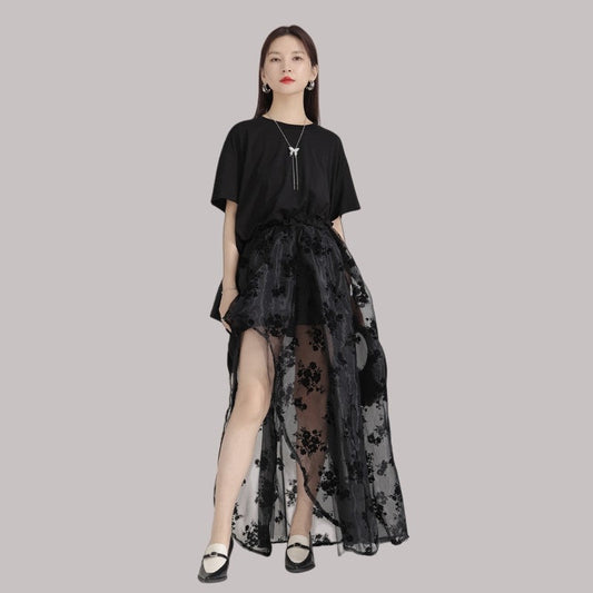 Lace Front Short Back Long Skirt