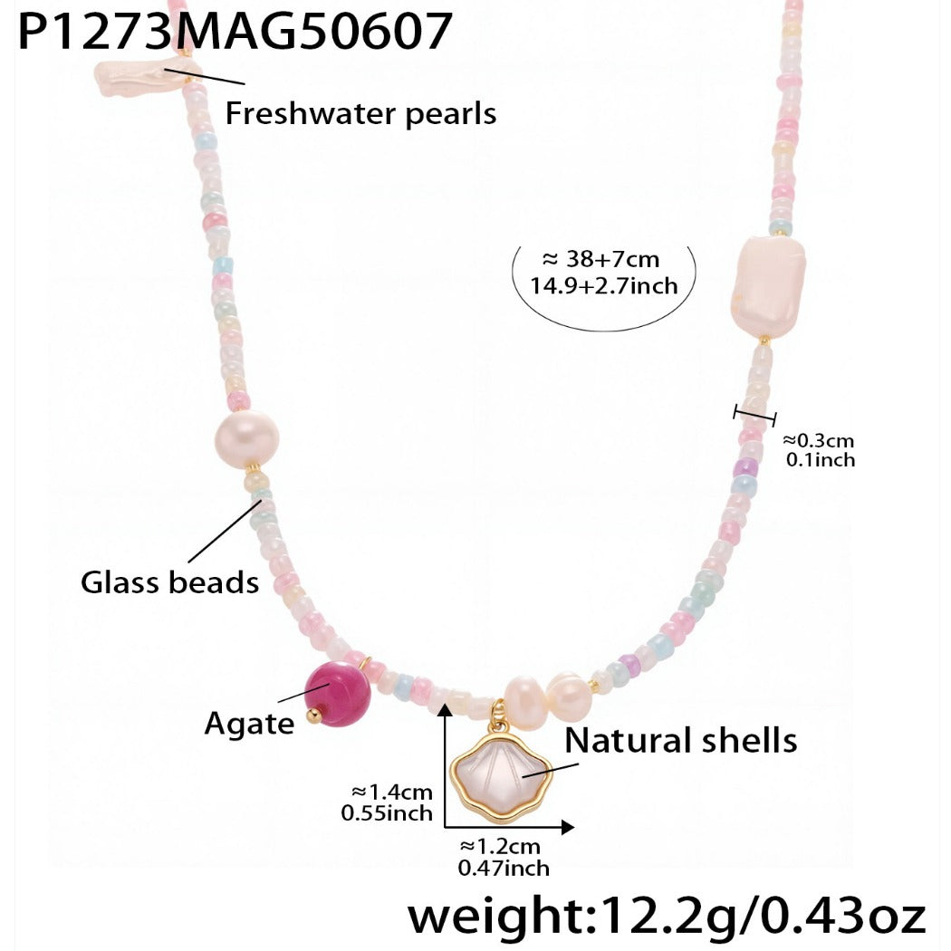 Bauai - Colorful Flat Bead Pendant Necklace - Elegant &amp; Charming
