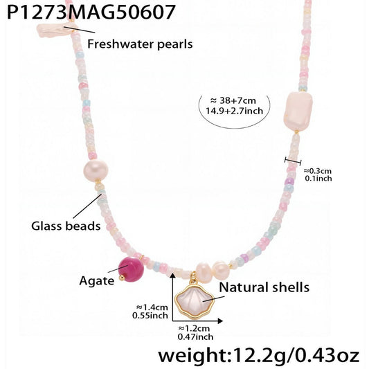 Bauai - Colorful Flat Bead Pendant Necklace - Elegant &amp; Charming