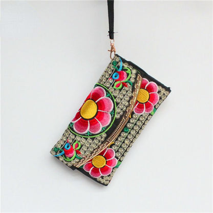 Ethnic Embroidery Bag Ladies Embroidery Coin Purse Hand Shoulder Dual-Purpose Leisure Bag