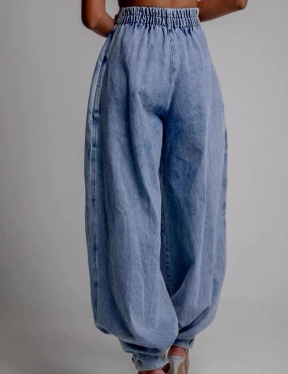Trendy High Rise Harem Baggy Denim Pants