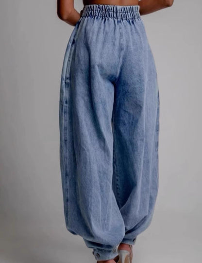 Trendy High Rise Harem Baggy Denim Pants