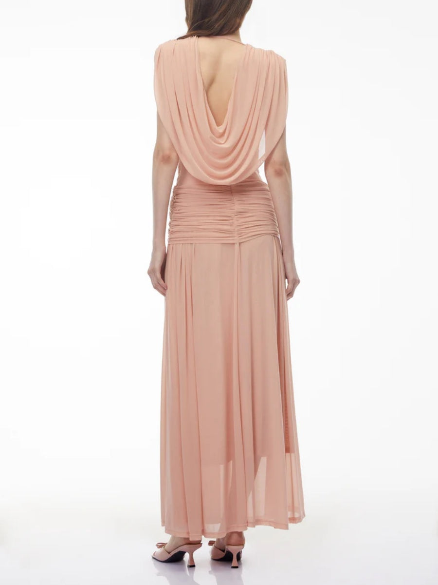 Chloe Draped V-Neck Sleeveless Maxi Dress