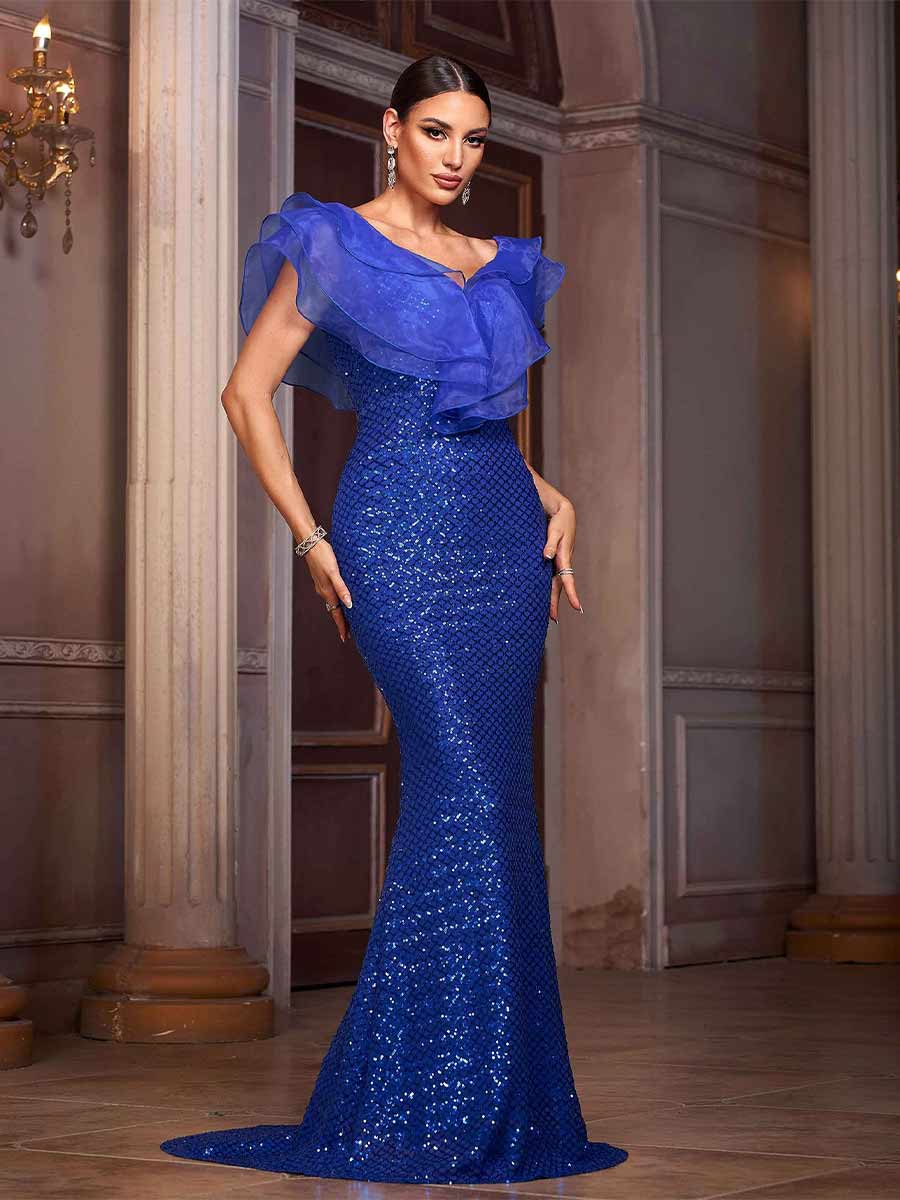 Kaia Sequined Fish Tail Maxi Dress