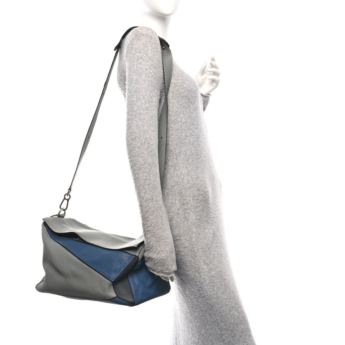 Calfskin Puzzle Bag XL Grey Blue
