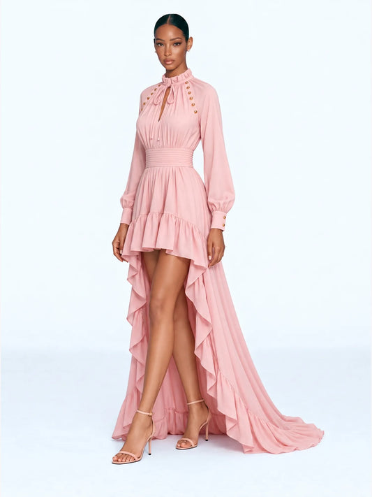Harper Romantic Ruffle High-Low Maxi Dress