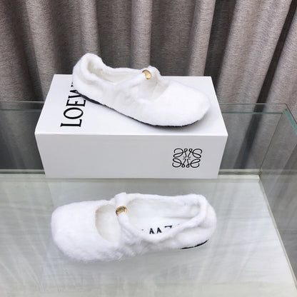 Loewe 2026 Ballet Flat White in Wool 597433