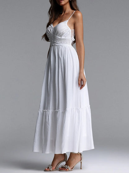 Aurora Crochet-Waist Tiered Cotton Maxi Dress
