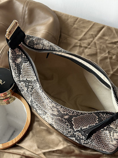 Ella Serpent-Print Handbag with Metal Clasp