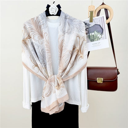 Thin Printed Long Silk Scarf