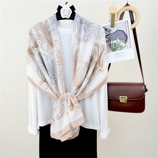Thin Printed Long Silk Scarf