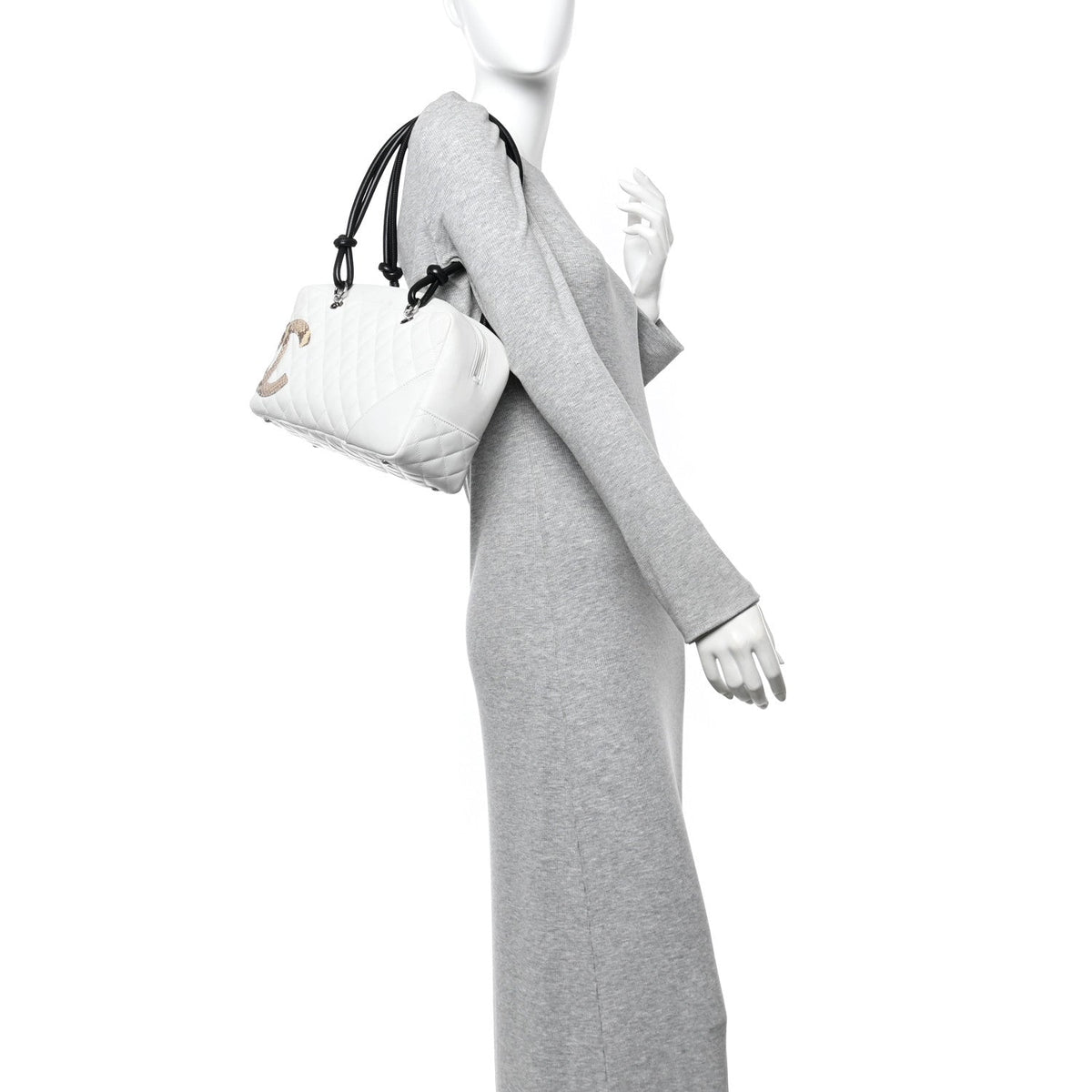 Calfskin Python Quilted Large Cambon Bowler White