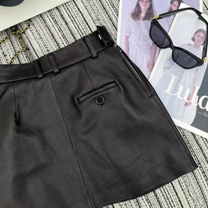 Loewe Draped Midi Skirt Black Nappa Leather 348568