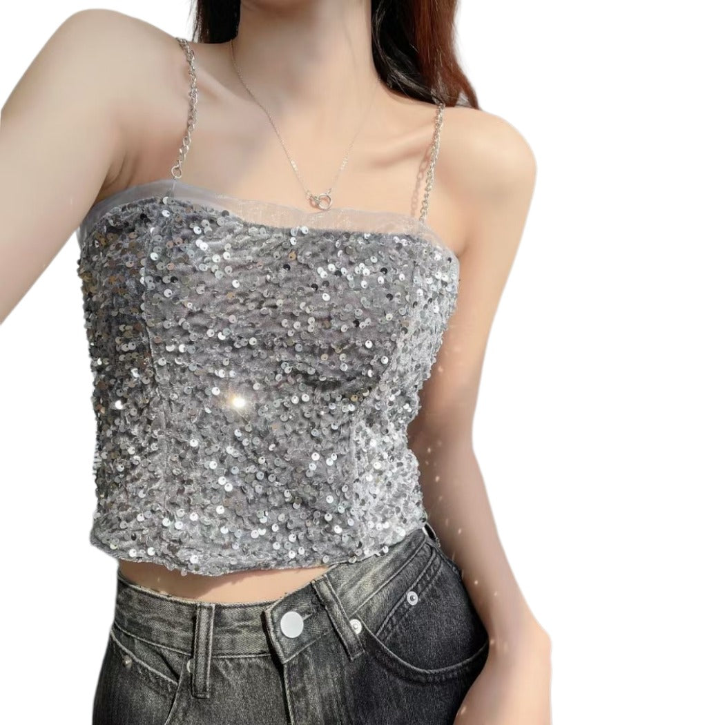 Vesty - Bright Sequin Party Tank Top - Slimming &amp; Chic