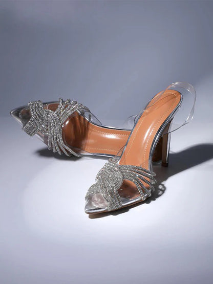 Lumi Crystal Embellished Sandals In Silver