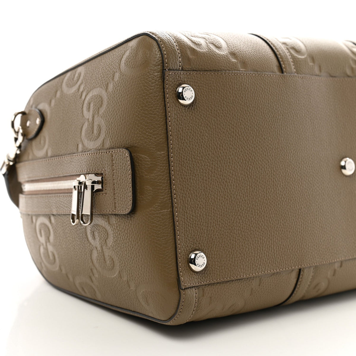 Piuma Calfskin Jumbo GG Embossed Large Duffle Bag Good Taupe