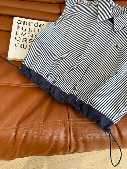 CC 25 Striped Shirt Navy Blue White Cotton