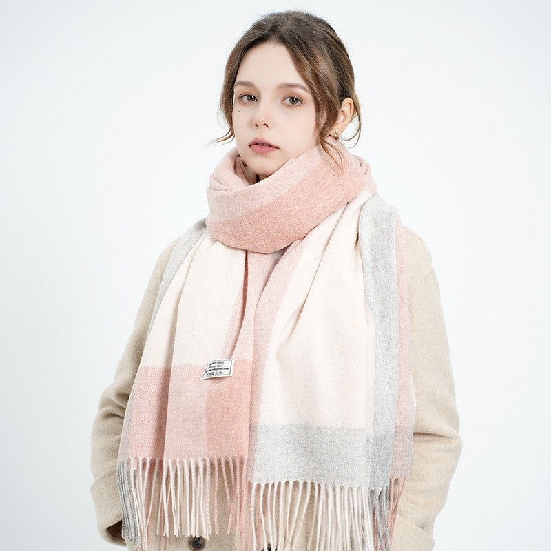 Fashion Plaid Fringe Shawl Scarf