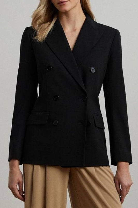 Women's Double-Breasted Wool Crepe Blazer