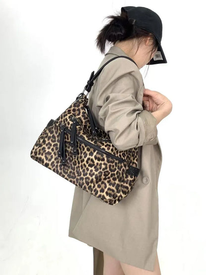 Nora Multi-Pocket Leopard Print Tote Bag
