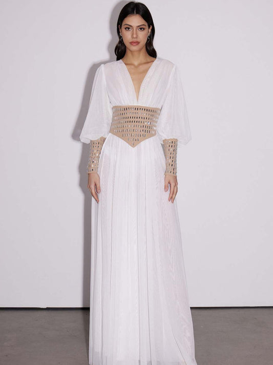 Beatrice Crystal Mesh Maxi Dress