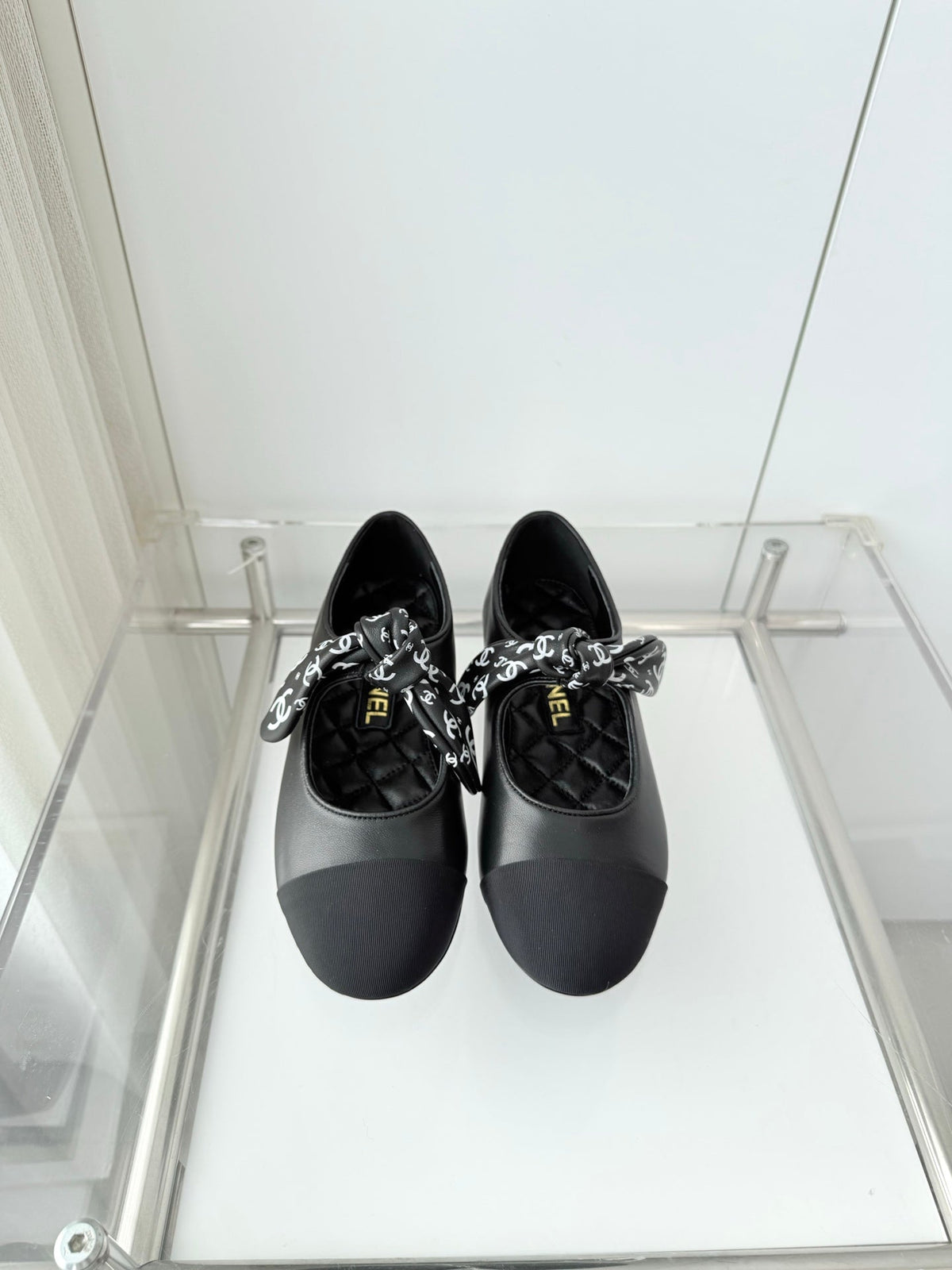 Chanel 26 Double C Heel Pump With Silk Ribbon Black Lambskin 597333