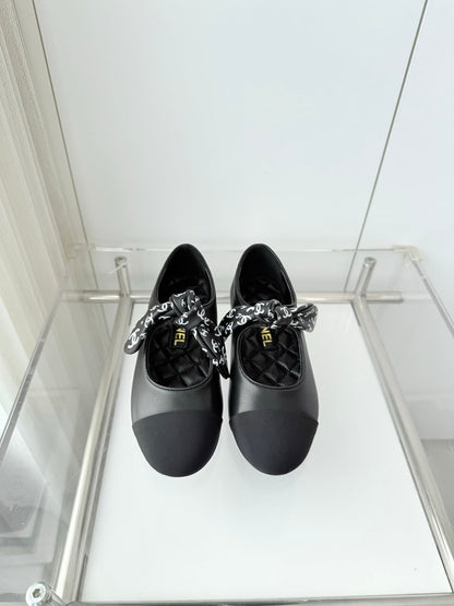 Chanel 26 Double C Heel Pump With Silk Ribbon Black Lambskin 597333