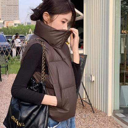 Collar Solid Color Vest Outerwear