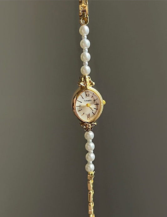 Fashion Small Dail Pearl Bracelet Quartz Watch