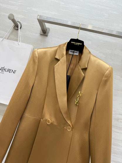 YSL 25 Suit Jacket Metallic gold Triacetate