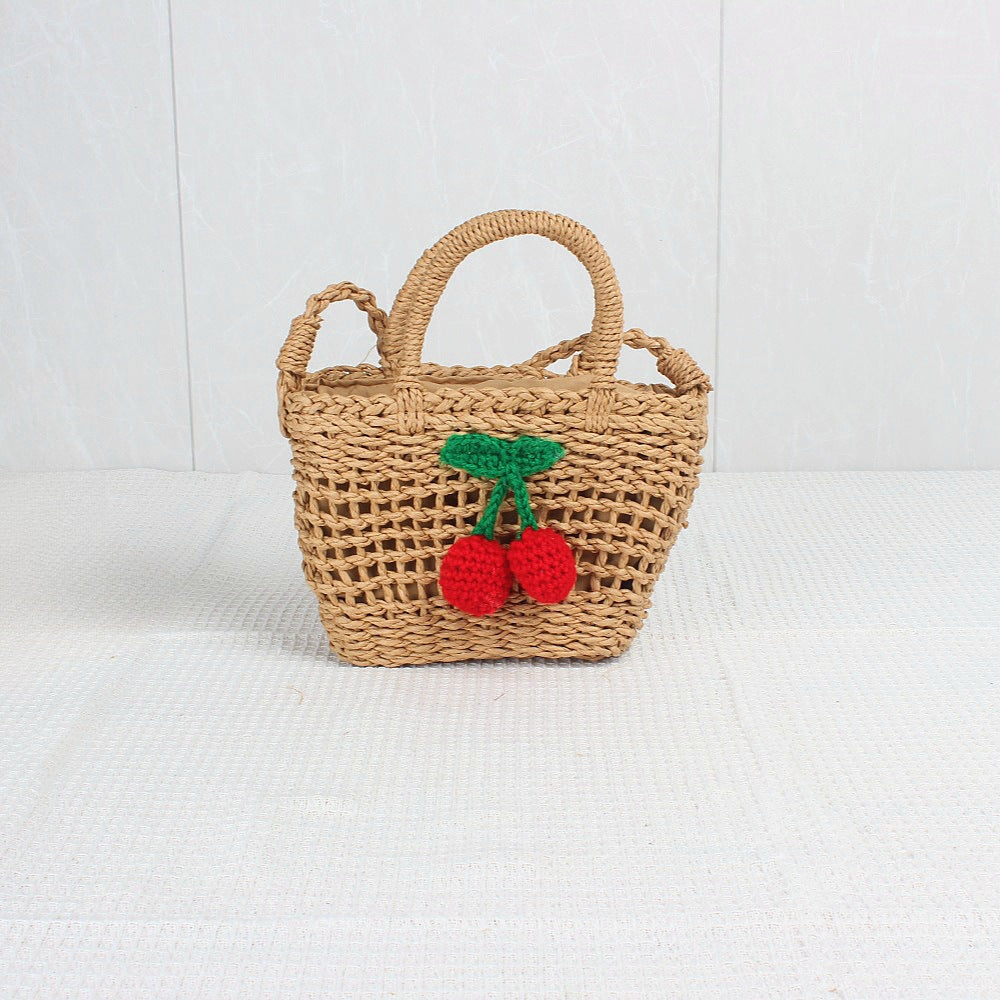 Crochet Market Bag Cherry Crossbody Bag