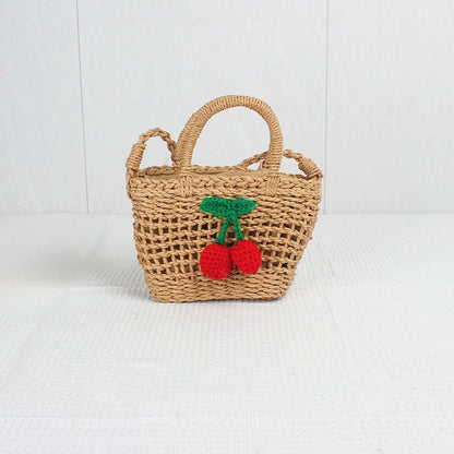 Crochet Market Bag Cherry Crossbody Bag