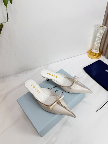 PRA 26SS Hight Heel Mule 55 Ivory Beige Cowhide 592401