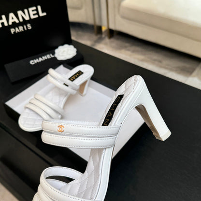 CC 26C Double C Strap Sandals White Sheepskin
