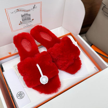 HM Oran Sandal Red Wool Velvet 598193