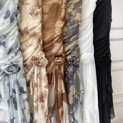 Vesty - Ruffled Asymmetrical Slim-Fit Bustier Dress