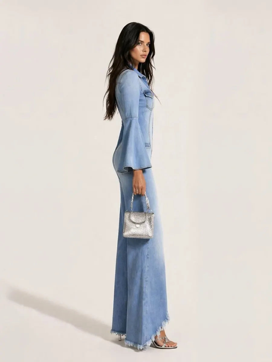 Aspen Casual Single-Breasted Denim Jumpsuit