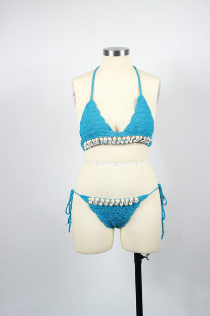 Ladies Crochet Swimsuit Shell Bikini Set